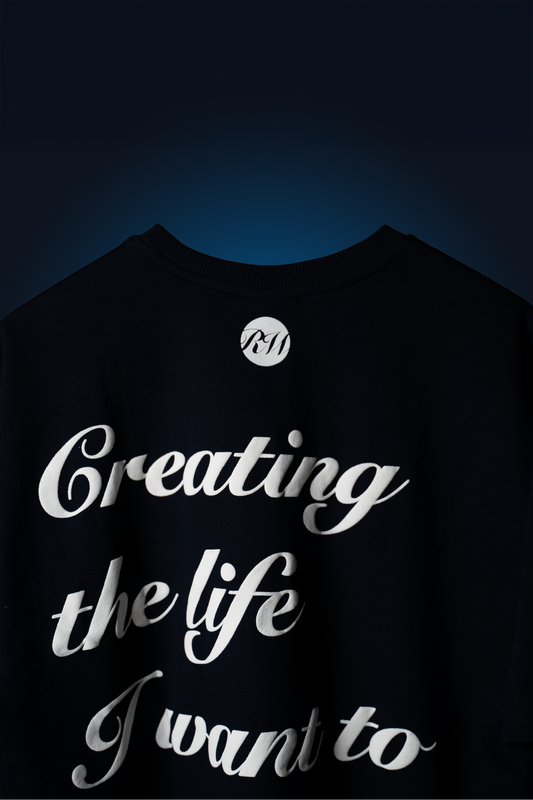 CREATING LIFE IN NAVY BLUE T-SHIRT