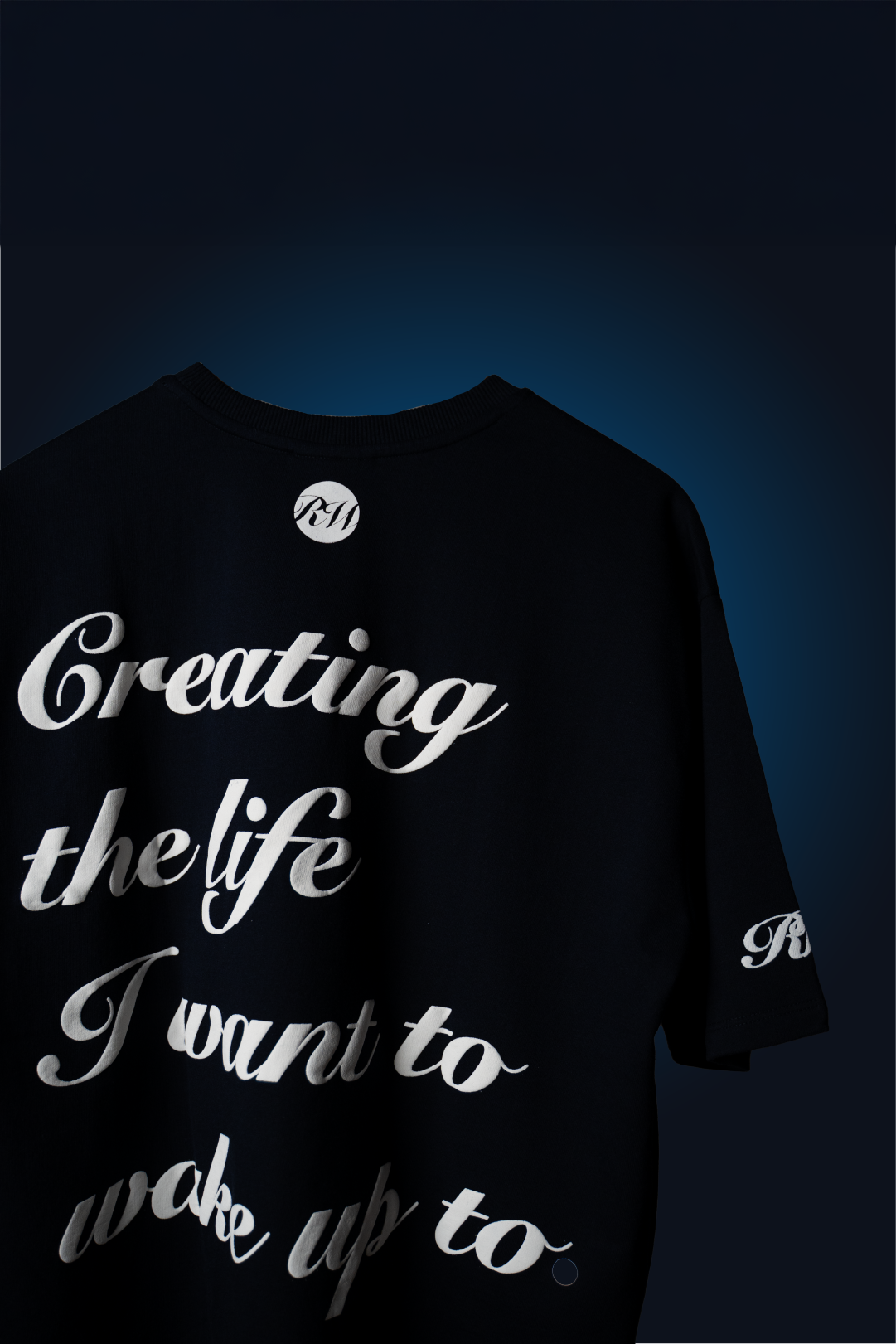 CREATING LIFE IN NAVY BLUE T-SHIRT
